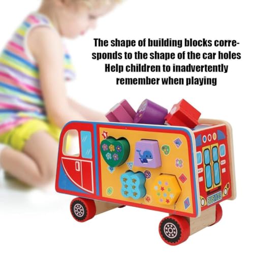 Image of Montessori Toys for Toddlers, Wooden Shape Matching Blocks Toy 12-18 Months, Sensory Learning Educational for Fine Motor Skill, Birthday Gifts for 1 2 3 Year Old Boy Girl (Truck Pull)