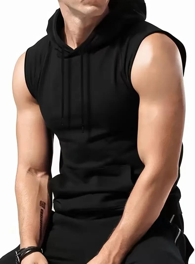 Men's Sleeveless Hooded T-Shirt Casual Summer Vest