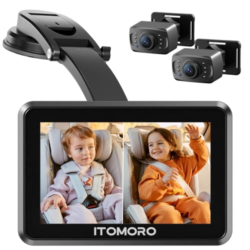 Itomoro Baby Car Camera for 2 Kids, 5" IPS Display with 2 Cameras...