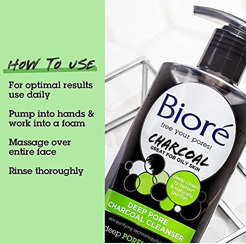 Biore-Deep-Pore-Charcoal-Face-Wash-Facial-Cleanser-for-Dirt-and-Makeup-Removal-From-Oily-Skin-677-Ounce Bioré Deep Pore Charcoal Face Wash, Facial Cleanser for Dirt and Makeup Removal From Oily Skin, 6.77 Ounce