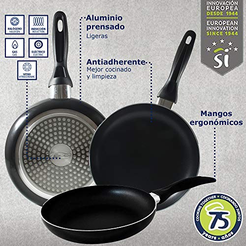 San-Ignacio-PK329-Set-Juego-de-Tres-sartenes-Bateria-de-Cocina-5-Piezas-Cromado