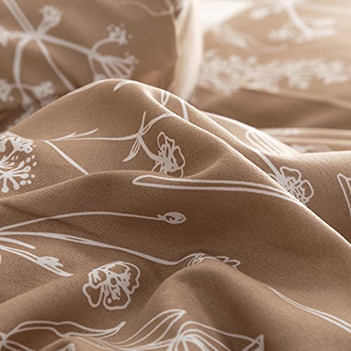 Janzaa Queen Comforter Set Taupe Comforter,3 Pcs Bedding Sets Floral Comforter Set Plant Flowers Printed On Lightweight Comforter For All Season #TOP7