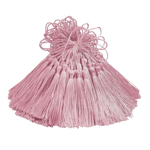 Aokbean 100pcs 5 Inches Handmade Silky Floss Soft Craft Bookmark Tassels with Loops for DIY, Jewelry Making, Graduation Tassel,Bookmarks,Souvenir (Skin Pink)