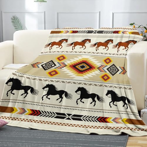 Western Throw Blanket, Cowboy Soft Cozy and Warm Couch Blankets Gift for Western Lover, Decorative Blankets for Sofa Couch Bed, Beige Brown 50×60 inches - Image 4