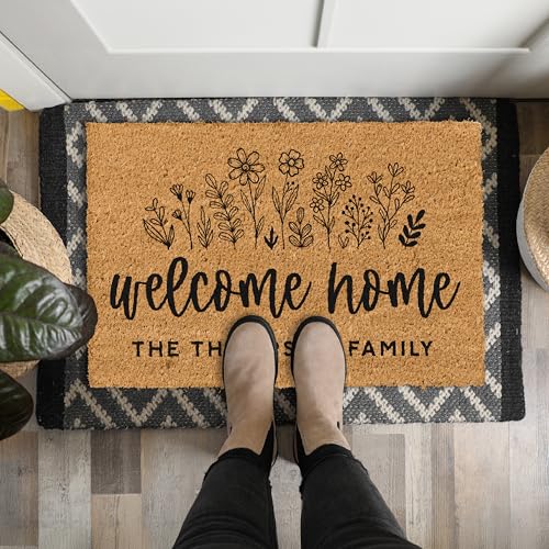 Customization Mill Personalized Door Mat - Create Your Own Family Doormat with 20 Icon - Welcome Doormat with Anti-Slip Backing, Door mat Indoor or Outdoor Entrance