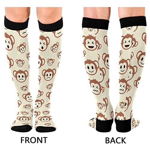 Wusikd Cute Monkey Face Compression Socks for Women and Men Circulation Long Socks for Athletic Running 12
