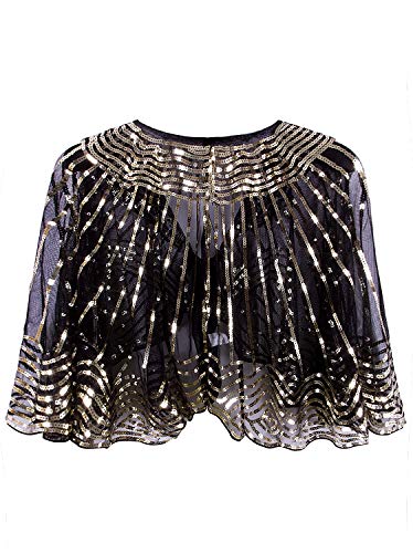 Vijiv 1920s Vintage Style Cape Jacket Embellished Bridal Shawl Capelet Flapper Bolero Cover Up Gatsby Party2