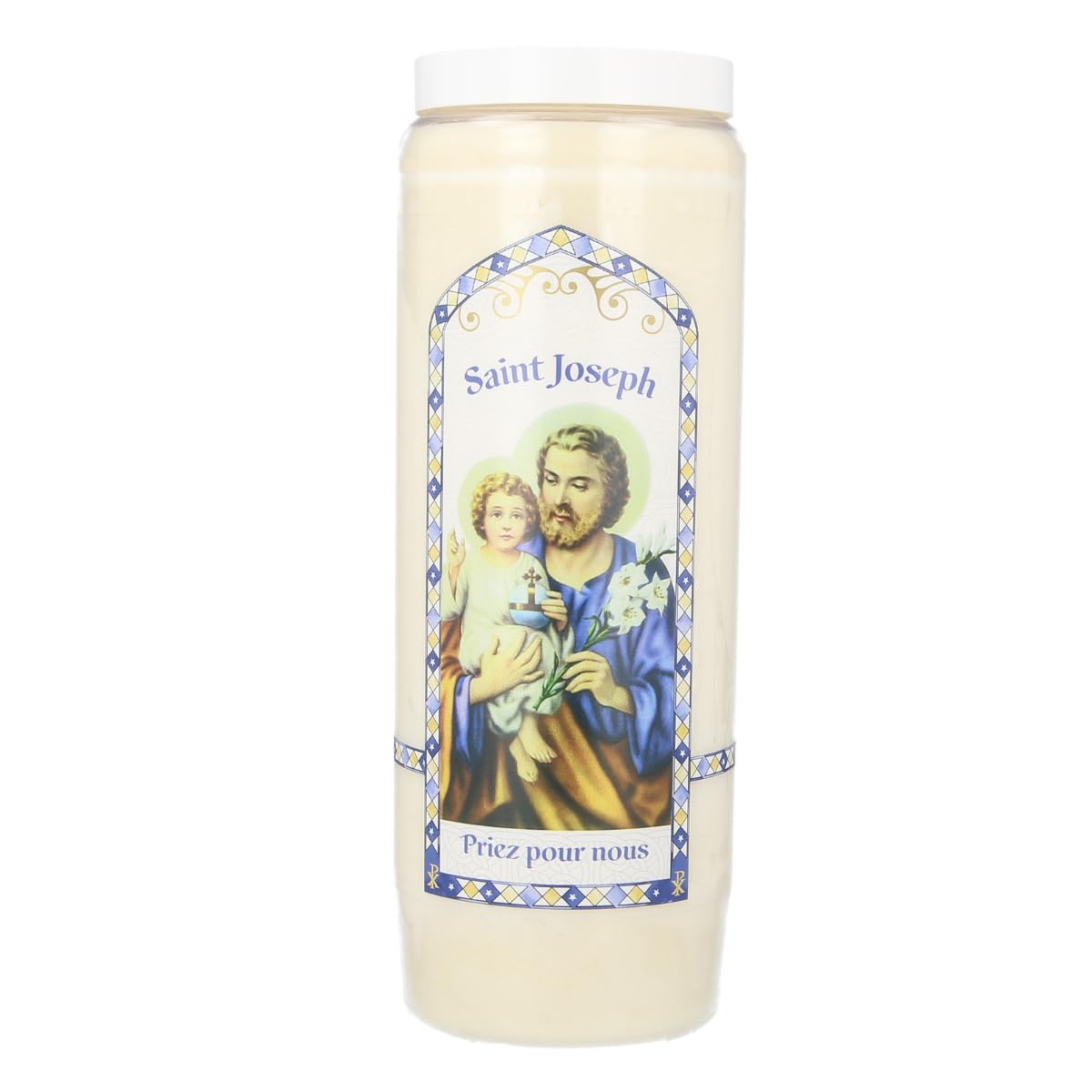 Lot de 3 Bougies de neuvaine de Saint Joseph avec prières - Bougie Neuvaine - Culte Chrétien en Cire végétale