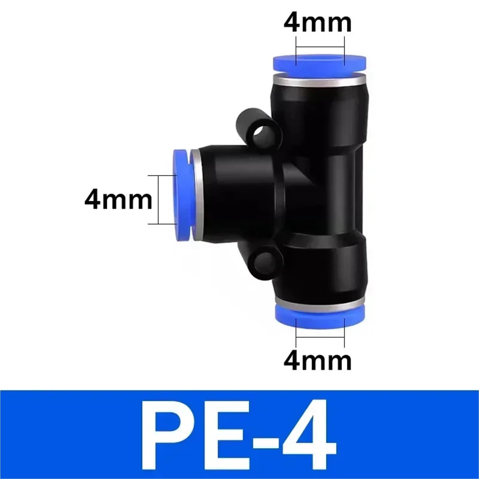20/100 szt. Złącza pneumatyczne szybkozłączki 4 mm 6 mm 8 mm 10 12 mm trójnik 3-drożne plastikowe złącze węża wodnego (PE-4, 20 szt.)