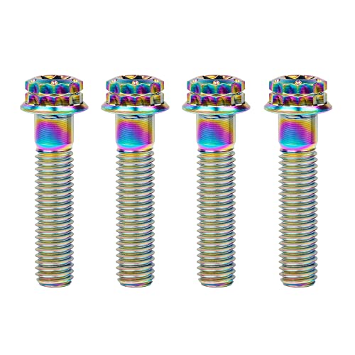 Image of Titanium Flange 12 Point Head M8 x15 20 25 30 35 40 45 50 55 60 65mm Screw Bolt Pack of 4 (M8x35mm, Rainbow)