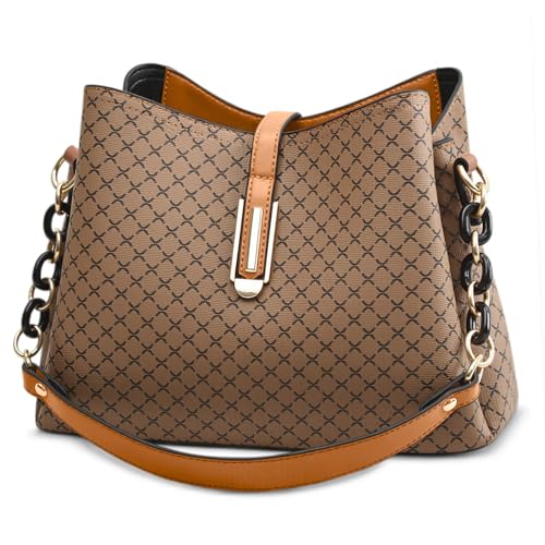 VARLIVOO Bolsos de Mujer Pequeños — Bolso Bandolera Cuero PU con Doble Correa, Elegante Bolsas Mujeres para Trabajo, Viaje y Citas (Marrón Claro)