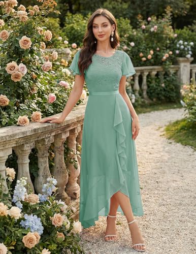 Image of BeryLove Formal Dresses for Women 2026 Wedding Guest with Slit Cocktail Elegant Lace Long Prom Dress