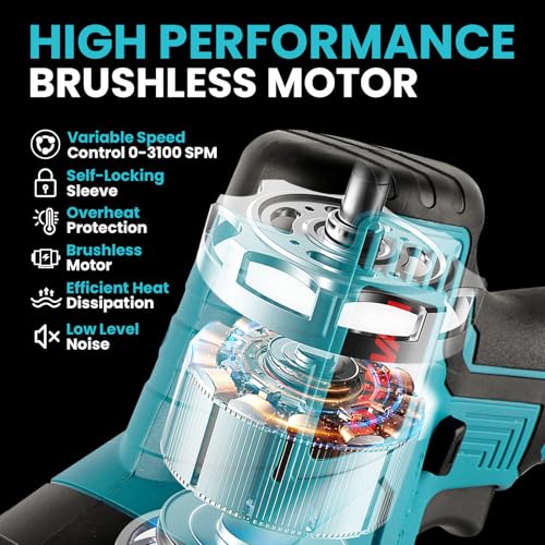 ONEVAN Electric Reciprocating Saw - Cordless Saber Saw, 300W, 0-3100SPM, 4 Blades, Wood, Metal, Pipe Cutting, 2x3.0Ah Batteries, Fast Charging 2 ONEVAN Electric Reciprocating Saw - Cordless Saber Saw, 300W, 0-3100SPM, 4 Blades, Wood, Metal, Pipe Cutting, 2x3.0Ah Batteries, Fast Charging - Image 2