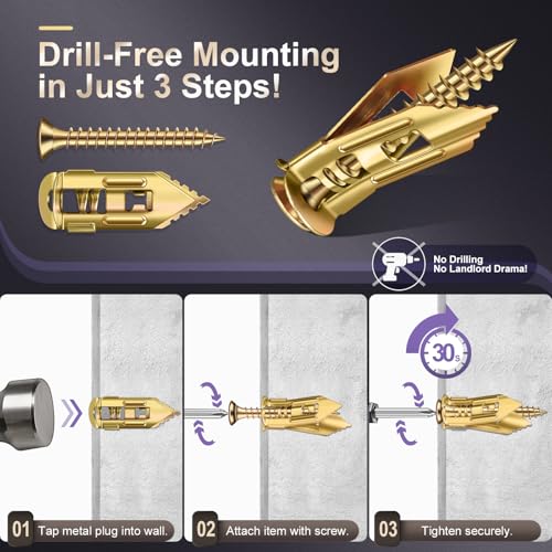 Image of 120PCS Self Drilling Drywall Anchors & Screws Kit, Zinc-Plated Metal