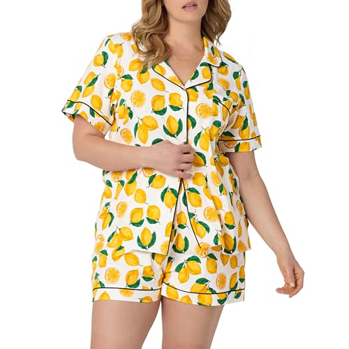 Image of Bed Head PJs Womens Matching Pajamas - Soft Organic Short Sleeve Button Down PJ Shirt & Shorts Set - Sleepwear & Loungewear