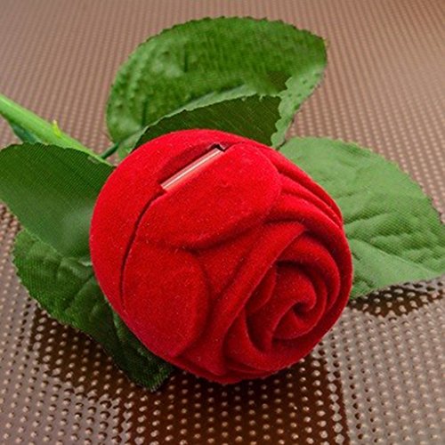 Image of atorakushon Velvet Red Rose Ring Jewellery Box, For Men And Women /Jewelery Storage Box Engagement Gift /Valentine day Gift For Girlfriend, Anniversary, Birthday, Wedding, Pack of 1