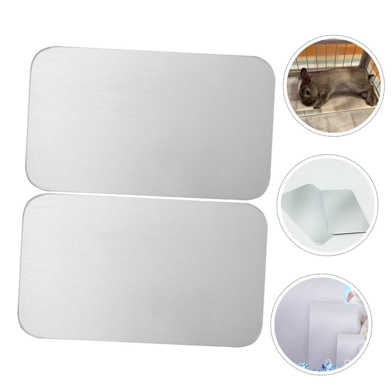 Sommerfest Aluminium Kühlmatten für Haustiere und Kaninchen 2 Stück Sichere Glatte Oberfläche für Tierheim und Transport Silberfarben Effektive Sommerkühlung