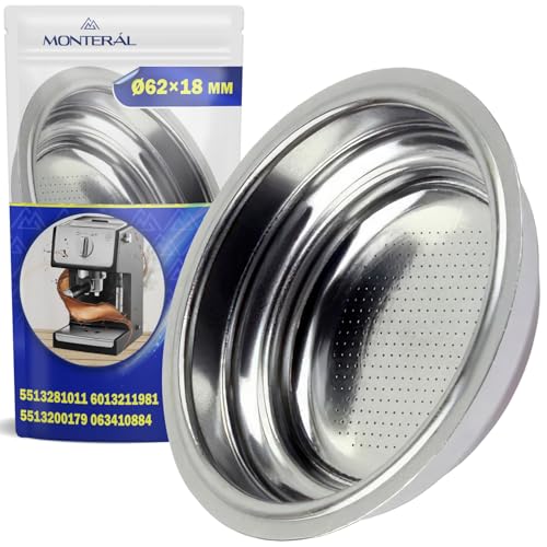 Filtro Cafetera Ø 62x18 mm Filtro Cafe para Portafiltro Cafetera con Código Original 5513281011 6013211981 5513200179 para DeLonghi 063410884 para Smeg - Garantía de 10 Años - MONTERAL
