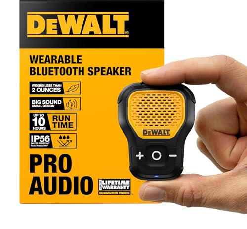DEWALT Jobsite Pro Speaker Bluetooth Indossabile, Mini Altoparlante Portatile Wireless con Clip e Magneti, IP...