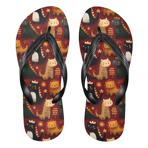 Flip Flop Sandals Cute Dragon Print for Women Men Beach Outdoor XS