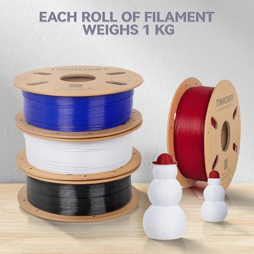 Image of TINMORRY PETG Filament Bundle, Rapid PETG 3D Printer Filament 1.75 mm Multicolor Pack, Red & Black & Cold White & Klein Blue, 1 KG x 4 Spools