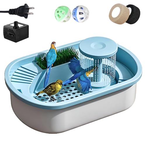 FayZest Electric Automatic Bird Bath for Cage with Pump Indoor Large Bird Shower Fountain Bath Bowl for Parrot Parakeet Budgie Cockatiel Small Medium Pet Birds