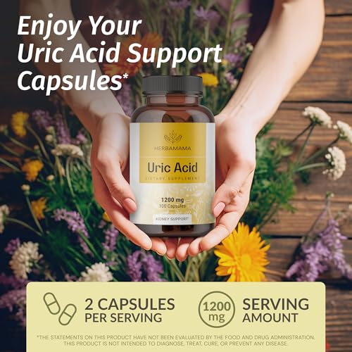 HERBAMAMA Uric Acid Cleanse Capsules - 1200mg Uric Acid Support Formula with Tart Cherry, Milk Thistle & Celery Root - Vegan, Non-GMO Supplement (Pack of 2)