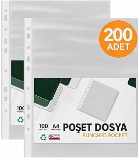 Şeffaf Poşet Dosya 100'Lü - 2 Paket - Delikli, Kla