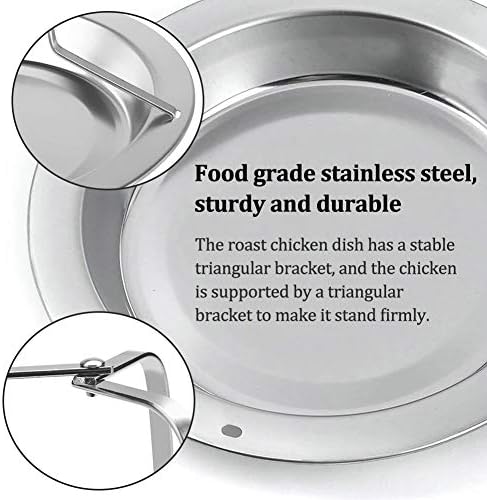 SIMUER Chicken Roaster Rack, Chicken Holder Beer Can Chicken Holder Folding Chicken Roaster Rack Beer Can Vertical Roaster Chicken Stand with Drip Pan for Oven Barbecue BBQ Grill Accessories