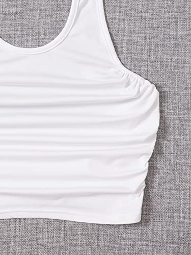 SHENHE Girl's Ruched Sleeveless Backless Scoop Neck Ribbed Halter Tank Crop Tops4