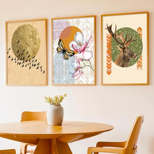 Image of kotart Paintings Modern Art Wall Decor Framed Paintings for Bedroom Room Living Room - Framed Wall Posters /Paintings with Frame - Painting for Wall Decoration - Set of 3 - D (Art 5, 13x17 inch)