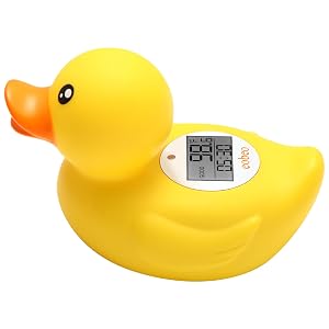 Instant-Read Baby Bath Thermometer - Baby Safety Rubber Duck with Auto Water Temperature Alert Timer Cute Floating Bath