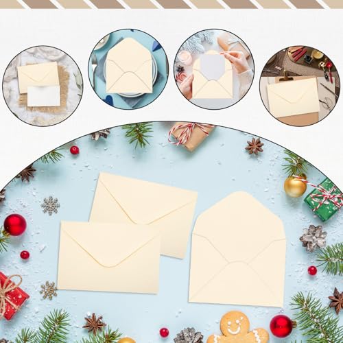 Paquete de 180 sobres pequeños para tarjetas de regalo de papel crema minisobres de 4 x 2.7 pulgadas 5