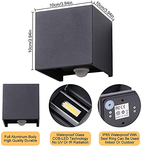Inhdbox Motion Sensor Led Wall Lighting Sconce, 7W Warm Light Outdoor Waterproof Adjustable Wall Lamp, Motion Detector Garden/Hallway/Pathway Porch Light #TOP3