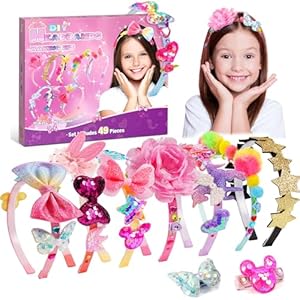 SYOKZEY Hair Accessories for Girls, Headband Making Kit,Toys Gifts for 3-12 Years Old Girls,Toys Age 6-8, Arts and Craft Kits, Birthday Presents DIY Christmas Basket Stuffers- 49 Pc