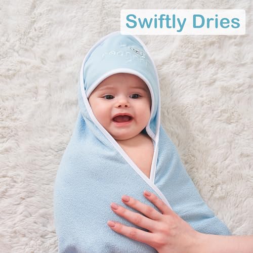 Image of Viviland Baby Towels and Baby Wash Cloths Set Hooded Baby Towels Baby Wipes Absorbent Bath Face Towels Burp Cloths or Face Towels for Girl Boy 6-Pack Size 28 x 28 Inch(Lion)
