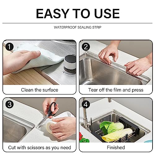 Image of 3 Rolls 10.5 Feet Caulk Tape Toilet Caulking Strip Self Adhesive Bathroom Sealing Peel and Stick Caulk Strip for Bathtub, 1.5 Inches (Transparent)