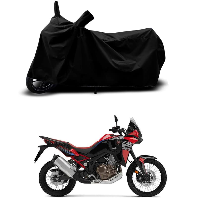 Image of 100% Scratchproof /UV-Rays /Heat Protection /Birds Dropping /Water Resistant /Dust Proof /Waterproof /Full Bike Scooty Two Wheeler Body Cover Compatible for Honda Africa Twin All Varients[Black]
