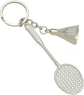 GCT Badminton Racket | Racquet with Shuttlecock Sports Metal Keychain for Car Bike Keyring (Silver)-picture-27