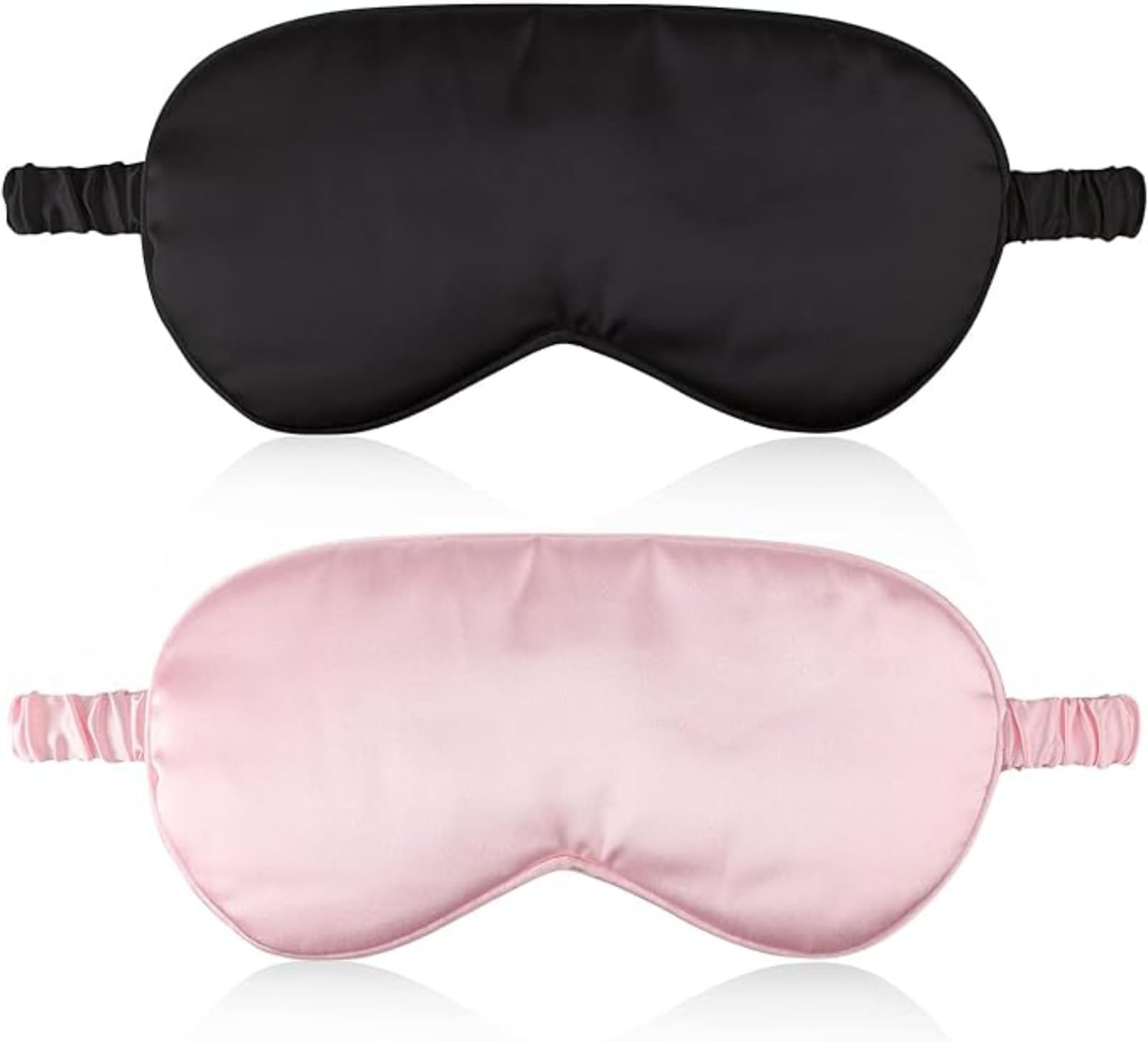 – Sleep Mask, Silk Eye Mask Cover for Sleeping, Super Soft Eye Mask with Elastic Strap, Comfortable Night Sleeping Mask Eyeshade for Night Sleeping, Travel, Nap for Women Men (Black+Pink)