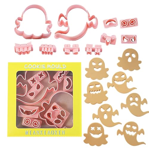 Juego de moldes de galletas de Halloween, juego de moldes para galletas de Halloween, herramientas para hornear con superficies lisas para caramelos, rellenos de tartas, chocolates