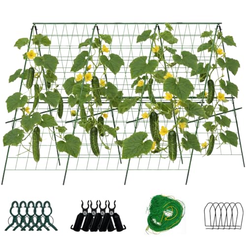 Garten Rankhilfe 120CM * 160CM Gurke Rankhilfe Set Garten Rankgitter für Gurken Pflanzkäfige und Stützen für Ranken Pflanzenständer für Kletterpflanzen Gurke Tomaten