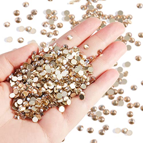 Image of Beadsland Flatback Rhinestones Bulk,14400pcs Gold Rhinestones for Nails Crafts Clothes DIY Decoration, Golden Shadow, SS20, 4.6-4.8mm | Flatback Glass Gems for Nails Crafts Clothes DIY Decoration, Glue Fix, 4.6-4.8mm