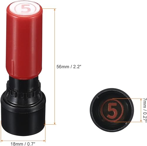 Miniatura 7 de PATIKIL Sellos de números autoentintados, número 7, 0.27 pulgadas, sello de tinta de número con círculo para profesor, sello inicial para cuaderno