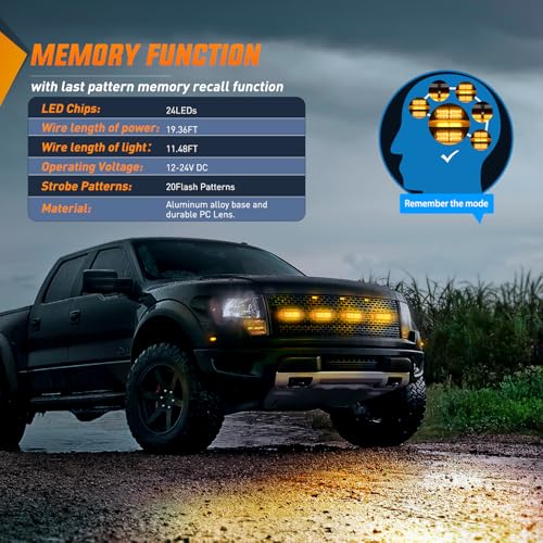 Image of Nilight 4PCS LED Strobe Lights 12V 24V Sync Feature Amber | 24LED Emergency Hazard Warning Lights with Controller Hard Wire or Cigarette Lighter Plug for Car Truck RVs Campers