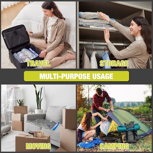Image of HIBAG Vacuum Storage Bags with Electric Pump, Vacuum Seal Bags for Clothing, Pillows, Blanket Bedding Comforters, 10 pack Large