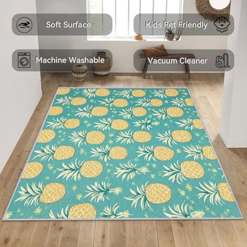 Tapis antidérapant et doux lavable en machine motif ananas - 7