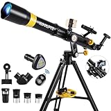 Telescope with Digital Eyepiece - Astronomy Refracting Telescope 90mm Aperture 900mm.For Beginners,Kids and Professionals, Vertisteel Altazimuth Mount, Powerful and Compact.Perfect for Observing Black