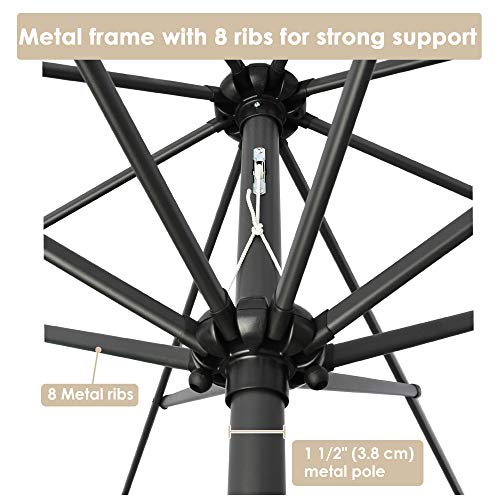 Yeshom 9ft UV 30+ Aluminum Outdoor Patio Umbrella with Crank & Tilt 8 Ribs Air-vented for Garden Table Market Yard Ranch - Image 6