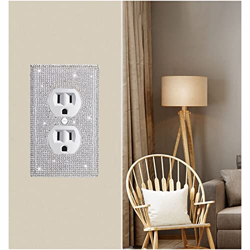 Image of Shiny Silver Rhinestone Wall Plate Cover, 4.5 inch x 2.8 inch, Toggle 1 Gang, Luxurious, Multicolor Effects